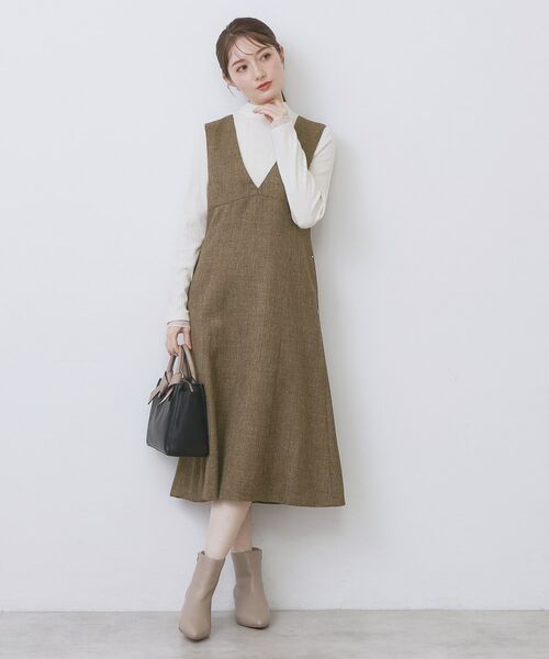index / インデックス ミニ丈・ひざ丈ワンピース | ヴィンテージツイードジャンスカ【洗濯機OK/防シワ】 | 詳細6