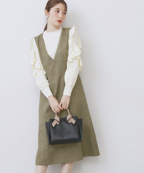 index / インデックス ミニ丈・ひざ丈ワンピース | ヴィンテージツイードジャンスカ【洗濯機OK/防シワ】 | 詳細9