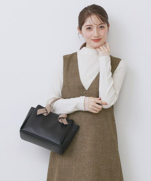 index / インデックス ミニ丈・ひざ丈ワンピース | ヴィンテージツイードジャンスカ【洗濯機OK/防シワ】(ブラウン(044))