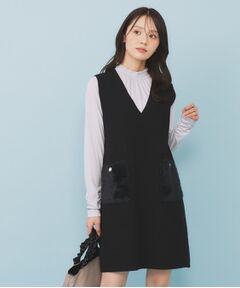 index / インデックス ワンピース | ファーポケットニットジャンスカ【洗濯機OK】