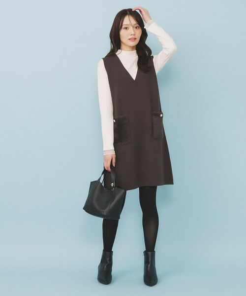 index / インデックス ワンピース | ファーポケットニットジャンスカ【洗濯機OK】 | 詳細10