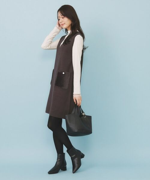 index / インデックス ワンピース | ファーポケットニットジャンスカ【洗濯機OK】 | 詳細11