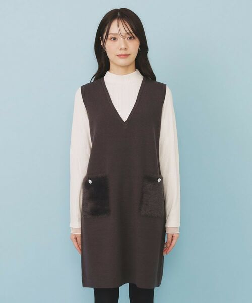 index / インデックス ワンピース | ファーポケットニットジャンスカ【洗濯機OK】 | 詳細13