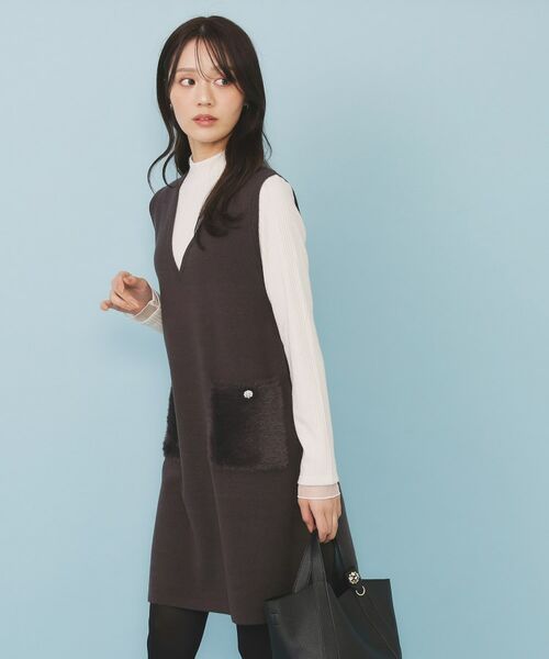 index / インデックス ワンピース | ファーポケットニットジャンスカ【洗濯機OK】 | 詳細9