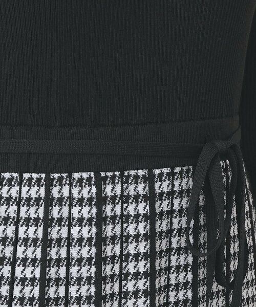 index / インデックス ミニ丈・ひざ丈ワンピース | 千鳥チェックバイカラーニットワンピース【洗濯機OK/抗ピル】 | 詳細10