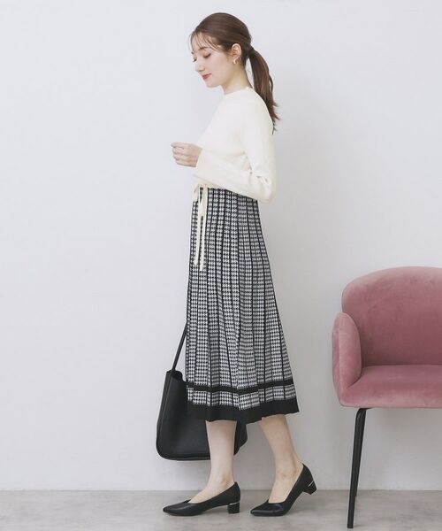 index / インデックス ミニ丈・ひざ丈ワンピース | 千鳥チェックバイカラーニットワンピース【洗濯機OK/抗ピル】 | 詳細27