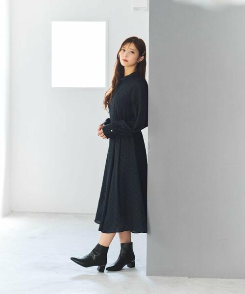 index / インデックス ミニ丈・ひざ丈ワンピース | ドットデザインタックワンピース【洗濯機OK/イージーアイロン】 | 詳細1