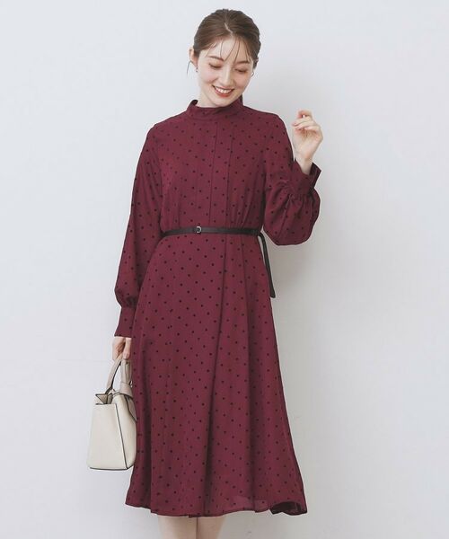 index / インデックス ミニ丈・ひざ丈ワンピース | ドットデザインタックワンピース【洗濯機OK/イージーアイロン】 | 詳細10