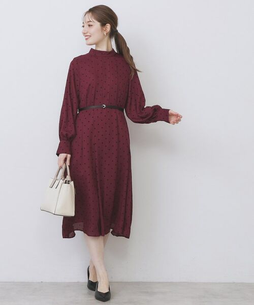 index / インデックス ミニ丈・ひざ丈ワンピース | ドットデザインタックワンピース【洗濯機OK/イージーアイロン】 | 詳細12