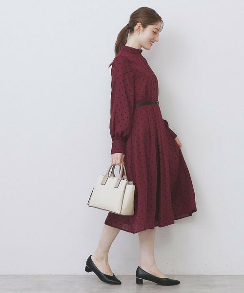 index / インデックス ミニ丈・ひざ丈ワンピース | ドットデザインタックワンピース【洗濯機OK/イージーアイロン】 | 詳細13