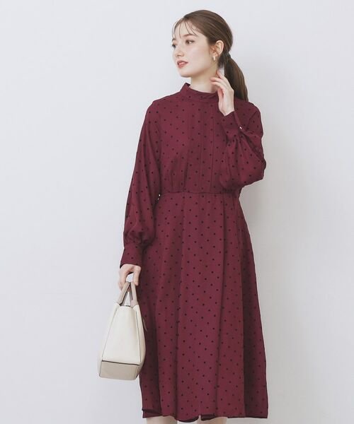 index / インデックス ミニ丈・ひざ丈ワンピース | ドットデザインタックワンピース【洗濯機OK/イージーアイロン】 | 詳細14