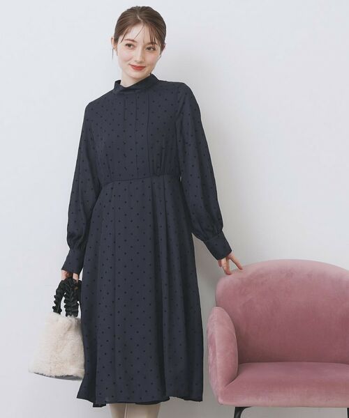 index / インデックス ミニ丈・ひざ丈ワンピース | ドットデザインタックワンピース【洗濯機OK/イージーアイロン】 | 詳細17