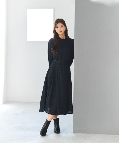 index / インデックス ミニ丈・ひざ丈ワンピース | ドットデザインタックワンピース【洗濯機OK/イージーアイロン】 | 詳細2