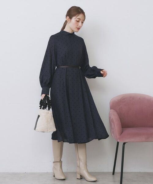 index / インデックス ミニ丈・ひざ丈ワンピース | ドットデザインタックワンピース【洗濯機OK/イージーアイロン】 | 詳細20