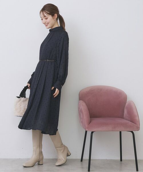 index / インデックス ミニ丈・ひざ丈ワンピース | ドットデザインタックワンピース【洗濯機OK/イージーアイロン】 | 詳細21