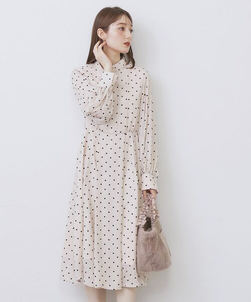 index / インデックス ミニ丈・ひざ丈ワンピース | ドットデザインタックワンピース【洗濯機OK/イージーアイロン】 | 詳細4