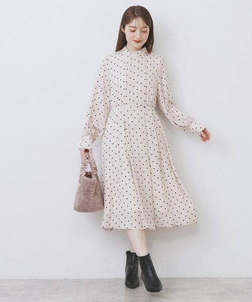 index / インデックス ミニ丈・ひざ丈ワンピース | ドットデザインタックワンピース【洗濯機OK/イージーアイロン】 | 詳細5