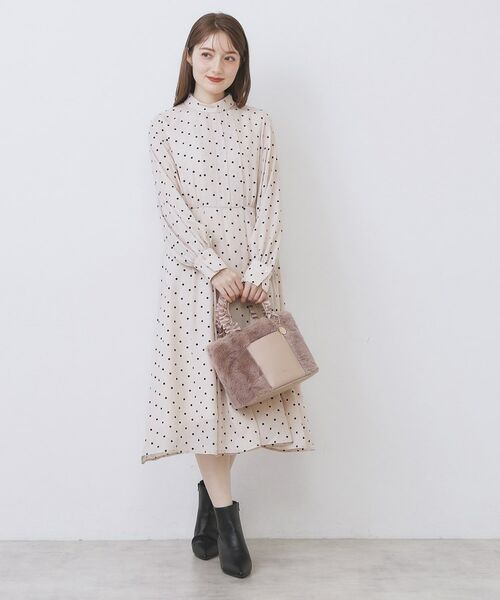 index / インデックス ミニ丈・ひざ丈ワンピース | ドットデザインタックワンピース【洗濯機OK/イージーアイロン】 | 詳細6