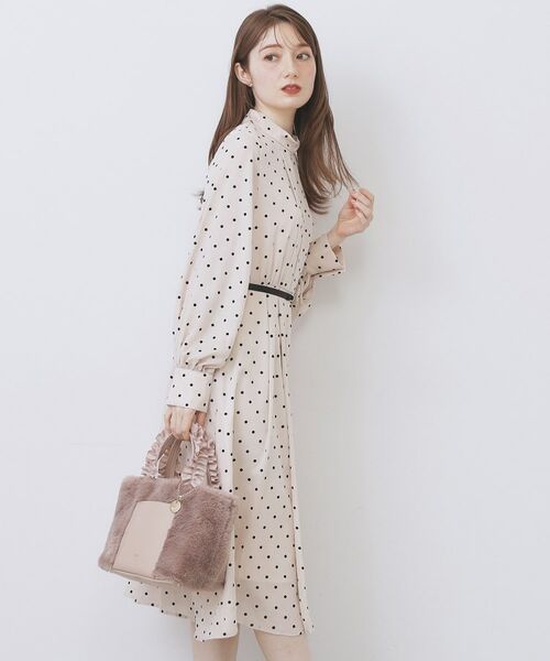 index / インデックス ミニ丈・ひざ丈ワンピース | ドットデザインタックワンピース【洗濯機OK/イージーアイロン】 | 詳細7