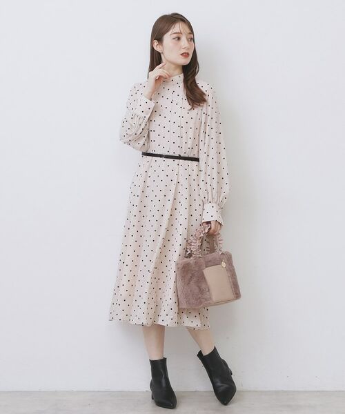index / インデックス ミニ丈・ひざ丈ワンピース | ドットデザインタックワンピース【洗濯機OK/イージーアイロン】 | 詳細8