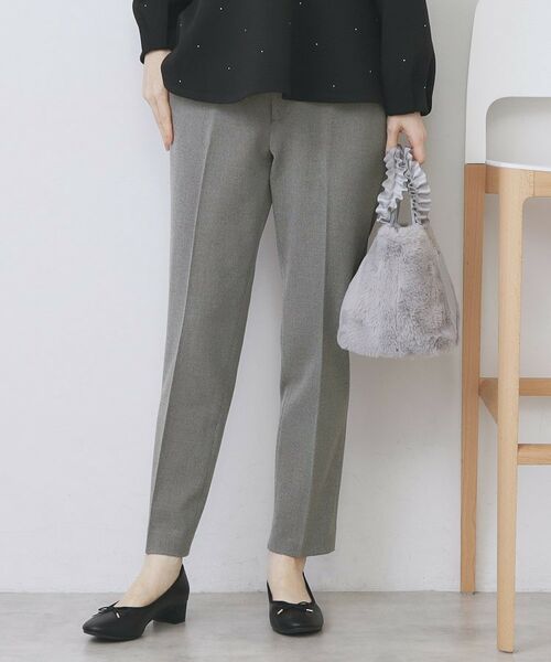 index / インデックス パンツ | ウォームストレッチテーパードパンツ【洗濯機OK/防シワ/吸湿発熱】《XS~3L》(グレー(012))