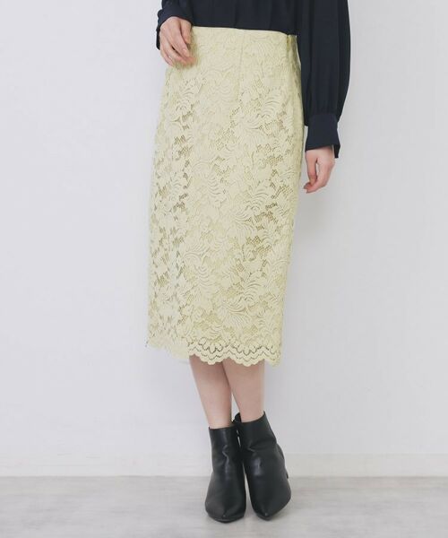 index / インデックス スカート | モールレースタイトスカート【洗濯機OK】(イエロー(031))