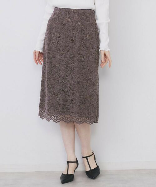 index / インデックス スカート | モールレースタイトスカート【洗濯機OK】(パープル(084))