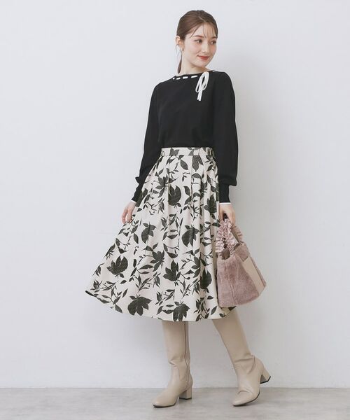 index / インデックス スカート | フラワータックフレアスカート【洗濯機OK/イージーアイロン/防シワ】 | 詳細7