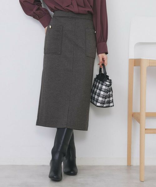 index / インデックス ロング・マキシ丈スカート | ストレッチナロータイトスカート【洗濯機OK/抗ピル】(チャコールグレー(014))
