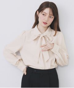 index / インデックス シャツ・ブラウス | 2枚衿ボウタイブラウス【洗濯機OK/防シワ/イージーアイロン】