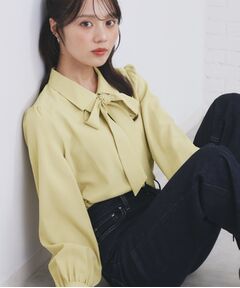 index / インデックス シャツ・ブラウス | 2枚衿ボウタイブラウス【洗濯機OK/防シワ/イージーアイロン】