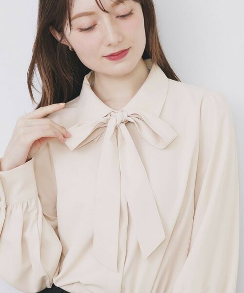 index / インデックス シャツ・ブラウス | 2枚衿ボウタイブラウス【洗濯機OK/防シワ/イージーアイロン】 | 詳細1