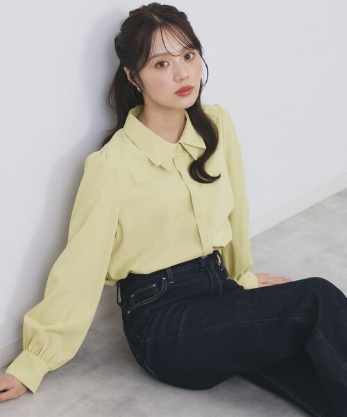index / インデックス シャツ・ブラウス | 2枚衿ボウタイブラウス【洗濯機OK/防シワ/イージーアイロン】 | 詳細10