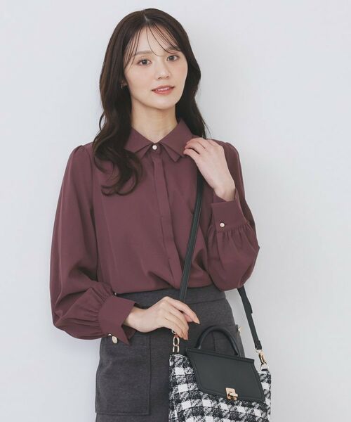 index / インデックス シャツ・ブラウス | 2枚衿ボウタイブラウス【洗濯機OK/防シワ/イージーアイロン】 | 詳細17