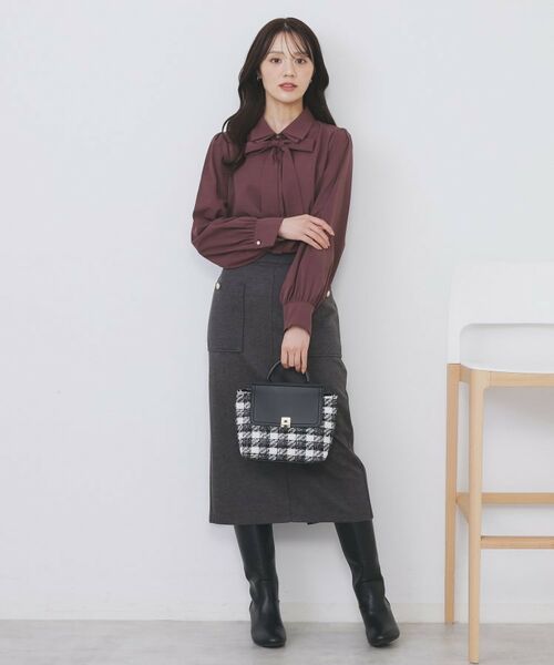 index / インデックス シャツ・ブラウス | 2枚衿ボウタイブラウス【洗濯機OK/防シワ/イージーアイロン】 | 詳細18