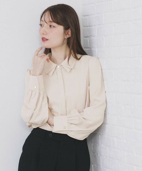 index / インデックス シャツ・ブラウス | 2枚衿ボウタイブラウス【洗濯機OK/防シワ/イージーアイロン】 | 詳細2