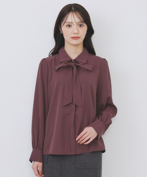index / インデックス シャツ・ブラウス | 2枚衿ボウタイブラウス【洗濯機OK/防シワ/イージーアイロン】 | 詳細23