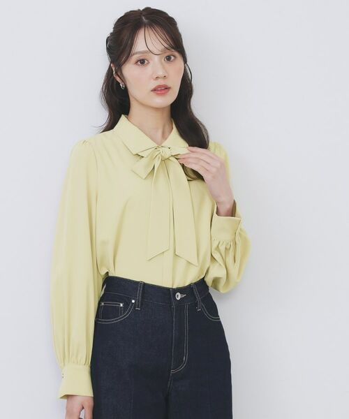 index / インデックス シャツ・ブラウス | 2枚衿ボウタイブラウス【洗濯機OK/防シワ/イージーアイロン】 | 詳細8