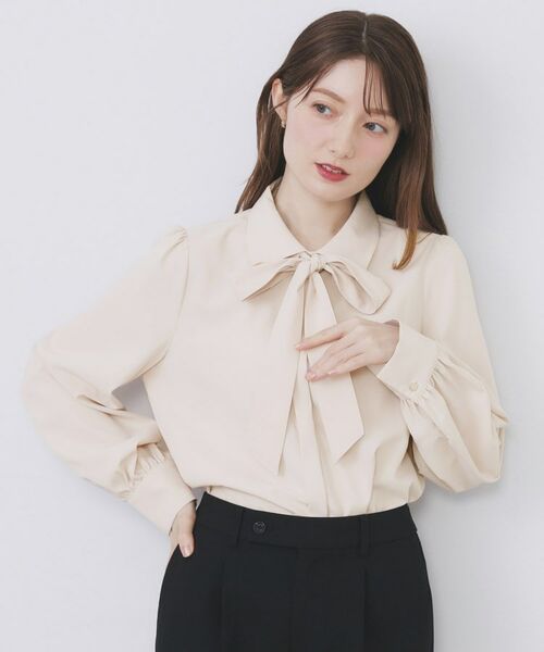 index/インデックス 2枚衿ボウタイブラウス【洗濯機OK/防シワ/イージーアイロン】 アイボリー(004) 36(S)