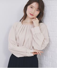 index / インデックス シャツ・ブラウス | クルーネックタックブラウス【洗濯機OK/防シワ/イージーアイロン】