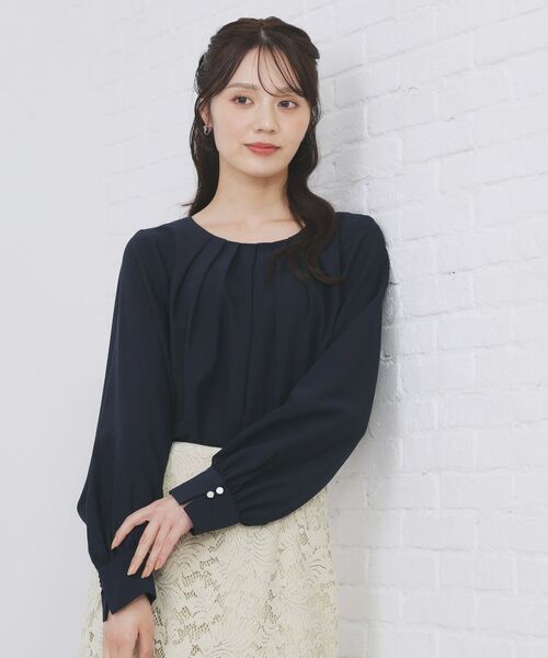 index / インデックス シャツ・ブラウス | クルーネックタックブラウス【洗濯機OK/防シワ/イージーアイロン】 | 詳細11