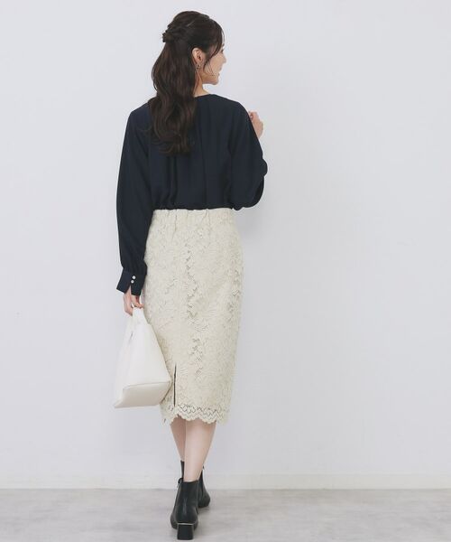 index / インデックス シャツ・ブラウス | クルーネックタックブラウス【洗濯機OK/防シワ/イージーアイロン】 | 詳細13