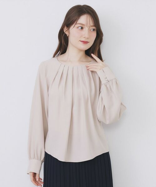 index / インデックス シャツ・ブラウス | クルーネックタックブラウス【洗濯機OK/防シワ/イージーアイロン】 | 詳細15