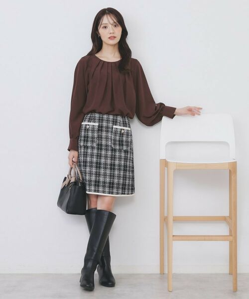 index / インデックス シャツ・ブラウス | クルーネックタックブラウス【洗濯機OK/防シワ/イージーアイロン】 | 詳細4