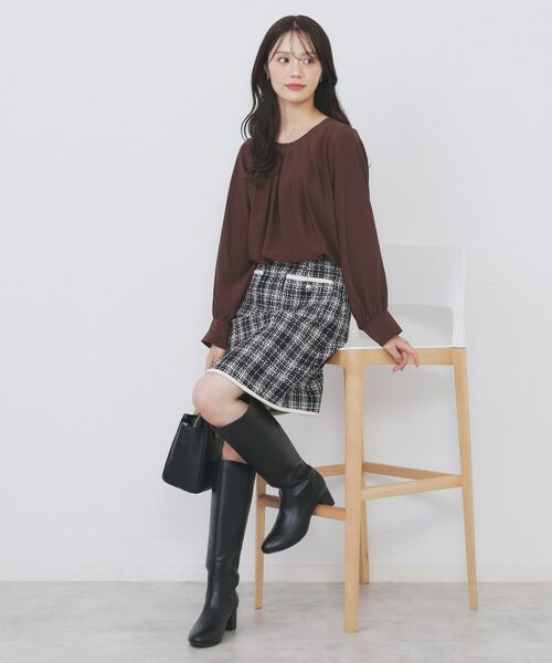 index / インデックス シャツ・ブラウス | クルーネックタックブラウス【洗濯機OK/防シワ/イージーアイロン】 | 詳細5