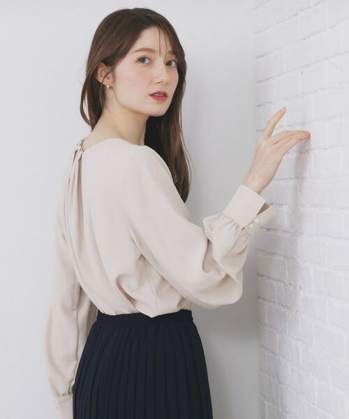 index / インデックス シャツ・ブラウス | クルーネックタックブラウス【洗濯機OK/防シワ/イージーアイロン】 | 詳細7
