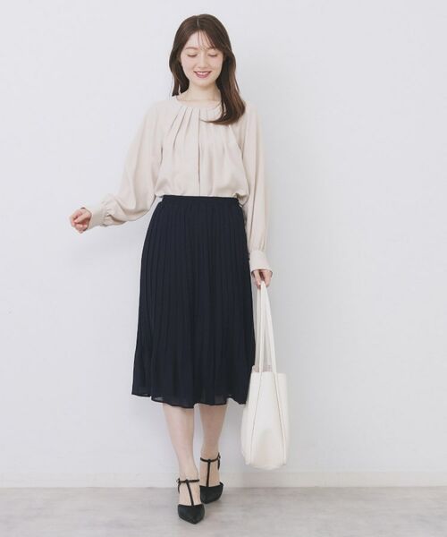 index / インデックス シャツ・ブラウス | クルーネックタックブラウス【洗濯機OK/防シワ/イージーアイロン】 | 詳細8