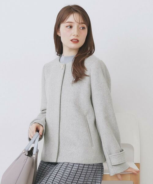 index / インデックス その他アウター | ノーカラーショートコート(グレー(012))