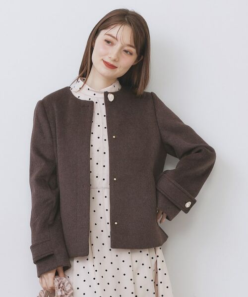 index / インデックス その他アウター | ノーカラーショートコート(ブラウン(044))
