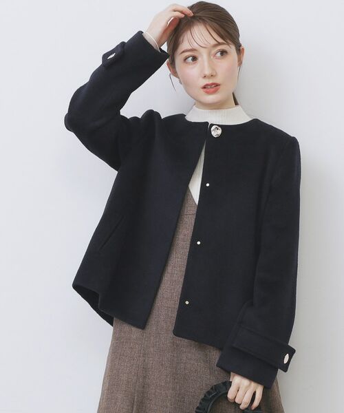 index / インデックス その他アウター | ノーカラーショートコート(ネイビー(894))